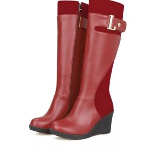 Red knee high Winter Women's Boot.